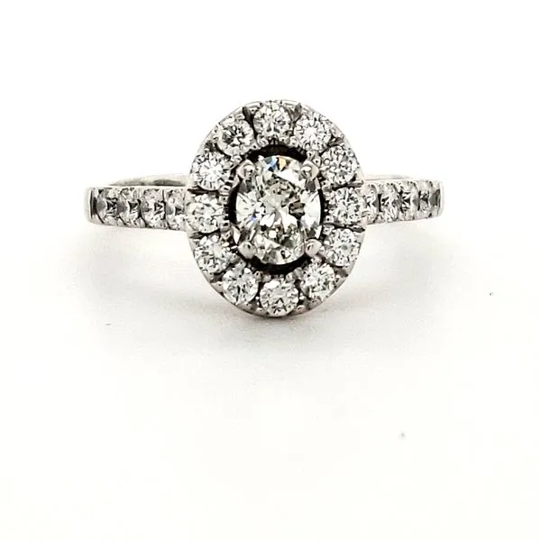 14K White Gold Estate Diamond Halo Engagement Ring