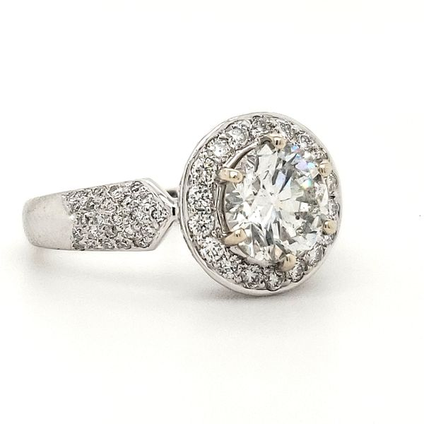 18K White Gold Diamond Halo Engagement Ring Image 2 Minor Jewelry Inc. Nashville, TN