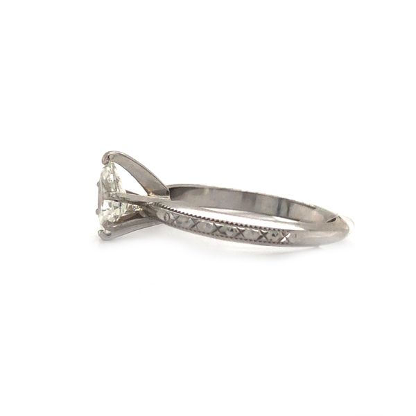 14K White Gold Engraved Estate Diamond Solitaire Engagement Ring Image 2 Minor Jewelry Inc. Nashville, TN