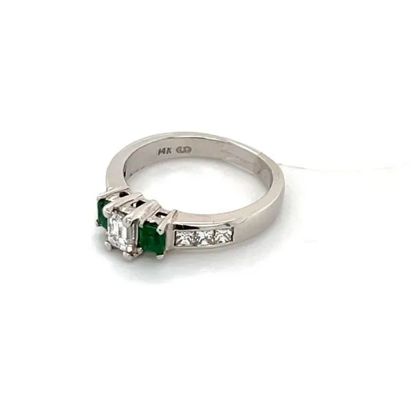 14K White Gold Estate Diamond and Emerald Engagement or Fashion Ring Image 2 Minor Jewelry Inc. Nashville, TN