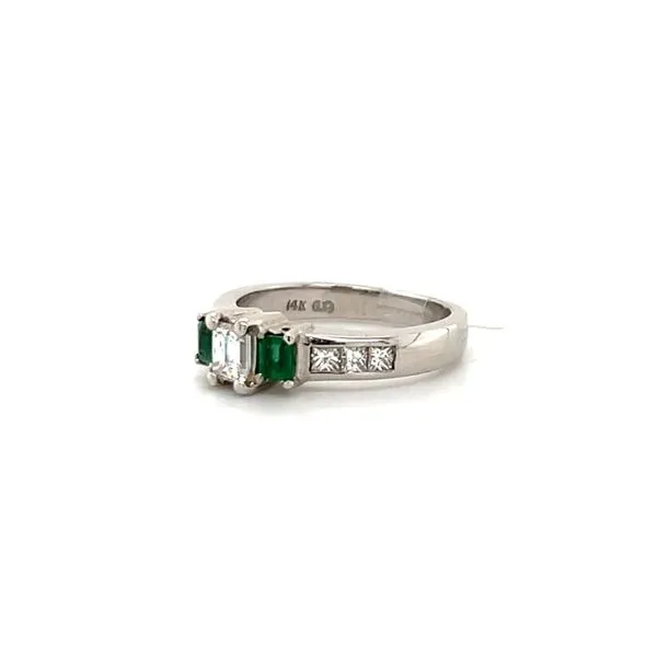 14K White Gold Estate Diamond and Emerald Engagement or Fashion Ring Minor Jewelry Inc. Nashville, TN