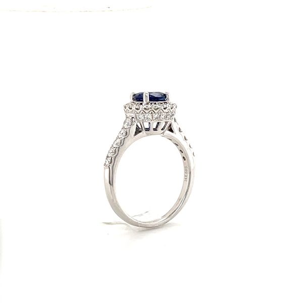 14K White Gold Estate Sapphire and Diamond Halo Fashion Ring Image 2 Minor Jewelry Inc. Nashville, TN