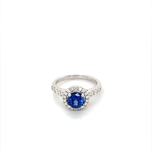 14K White Gold Estate Sapphire and Diamond Halo Fashion Ring Minor Jewelry Inc. Nashville, TN