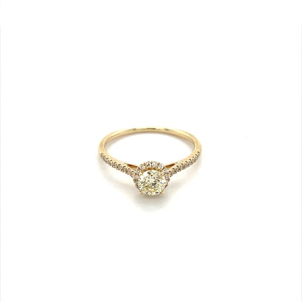 14K Yellow Gold Diamond Halo Engagement Ring with Diamond Cathedal and Matching Diamond Wedding Band Image 2 Minor Jewelry Inc. Nashville, TN