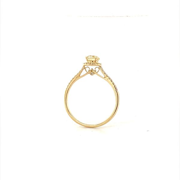 14K Yellow Gold Diamond Halo Engagement Ring with Diamond Cathedal and Matching Diamond Wedding Band Image 3 Minor Jewelry Inc. Nashville, TN