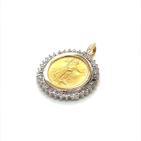 22K Yellow Gold Estate Diamond Bezel American Eagle Liberty Five Dollar Coin Pendant Image 2 Minor Jewelry Inc. Nashville, TN