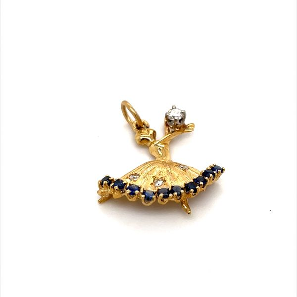 14K Yellow Gold Estate Sapphire and Diamond Ballerina Pendant Image 2 Minor Jewelry Inc. Nashville, TN