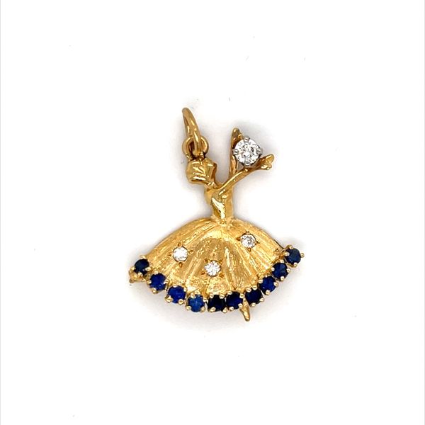 14K Yellow Gold Estate Sapphire and Diamond Ballerina Pendant Minor Jewelry Inc. Nashville, TN