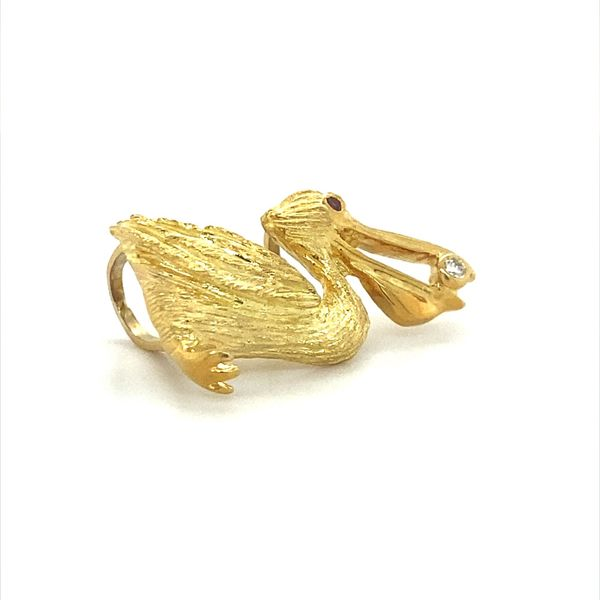18K Yellow Gold Estate Diamond and Ruby Pelican Pendant Image 2 Minor Jewelry Inc. Nashville, TN