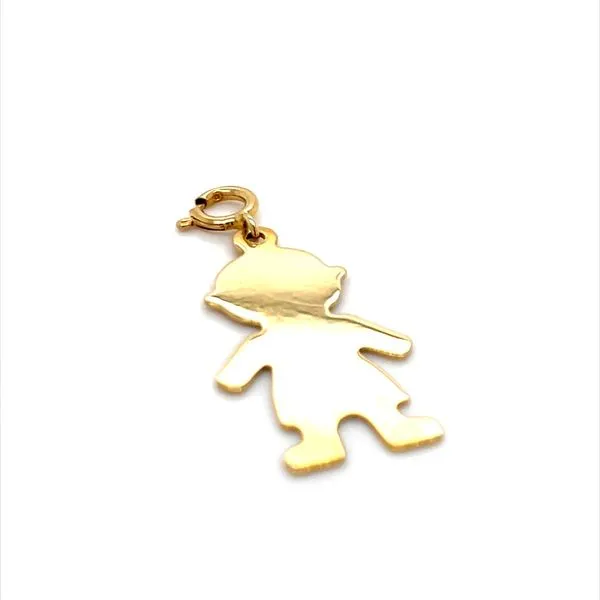 14K Yellow Gold Estate Flat Boy Charm with Spring Ring Image 2 Minor Jewelry Inc. Nashville, TN