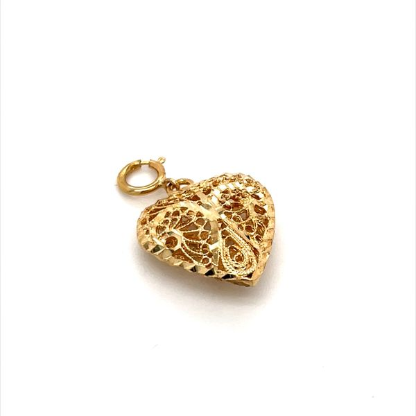 14K Yellow Gold Estate Heart Pendant with Spring Ring Image 2 Minor Jewelry Inc. Nashville, TN