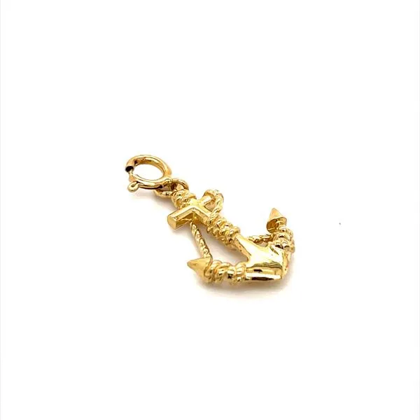 14K Yellow Gold Anchor Charm with Spring Ring Image 2 Minor Jewelry Inc. Nashville, TN