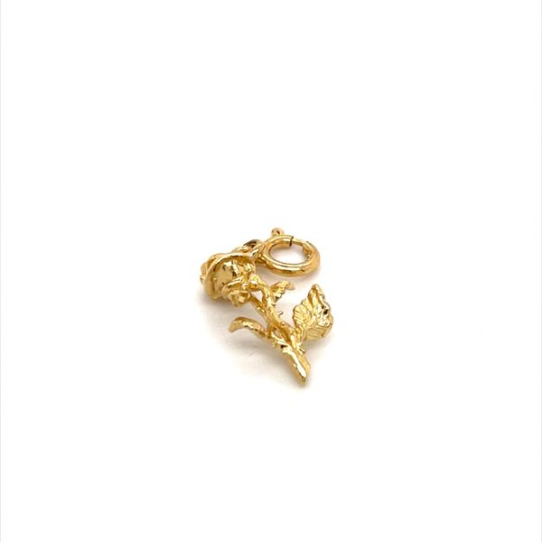 14K Yellow Gold Estate Long Stem Rose Charm with Spring Ring Image 2 Minor Jewelry Inc. Nashville, TN
