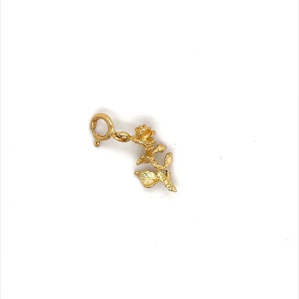 14K Yellow Gold Estate Long Stem Rose Charm with Spring Ring Minor Jewelry Inc. Nashville, TN