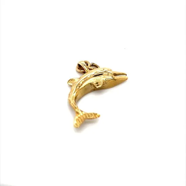 14K Yellow Gold Estate Dolphin Charm with Jump Ring Image 2 Minor Jewelry Inc. Nashville, TN