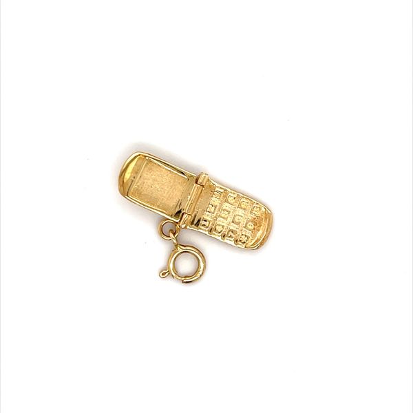 14K Yellow Gold Flip Phone Charm with Spring Ring Image 3 Minor Jewelry Inc. Nashville, TN
