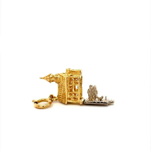 14K Yellow Gold Estate Church Charm with Spring Ring