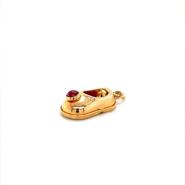 14K Yellow Gold Red Stone Baby Shoe with Jump Ring Minor Jewelry Inc. Nashville, TN