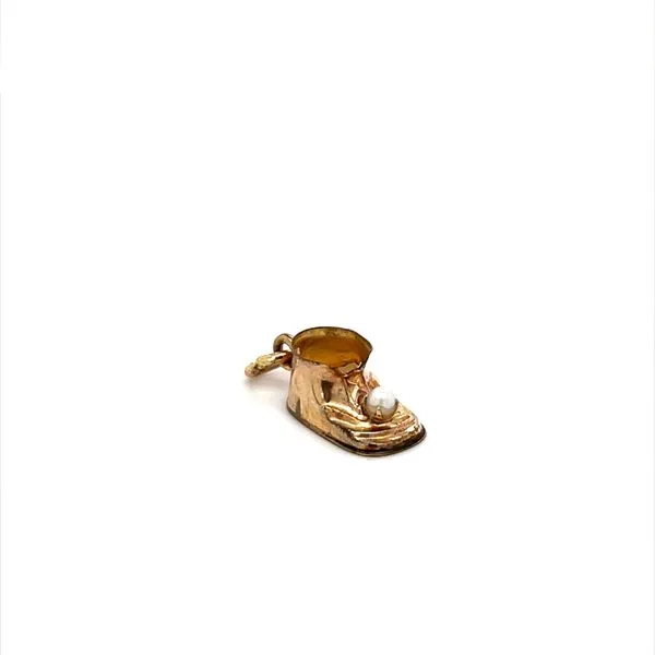 12K Yellow Gold Filled Estate Baby Shoe with Pearl and Ju...