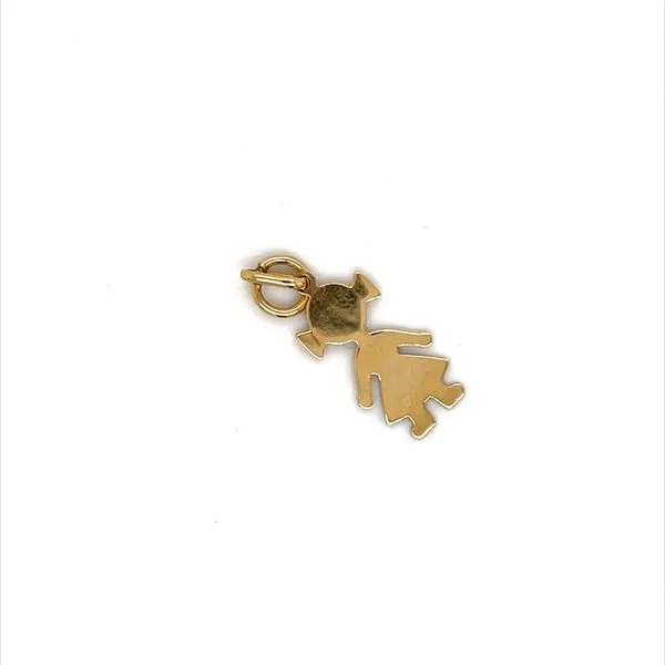 14K Yellow Gold Estate Girl Charm with Spring Ring