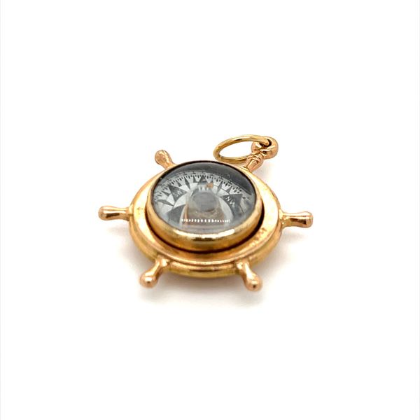 14K Yellow Gold Ship's Wheel with Compass and Jump Ring Image 2 Minor Jewelry Inc. Nashville, TN