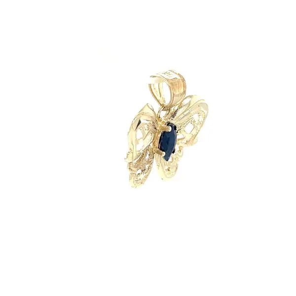 10KY Estate Opaque Blue Sapphire Fluted Butterfly Charm Image 2 Minor Jewelry Inc. Nashville, TN