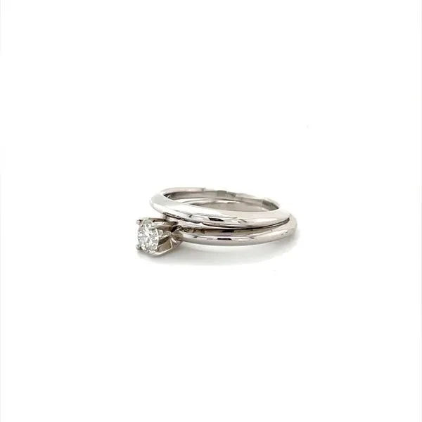 14K White Gold Estate Diamond Solitaire Wedding Set