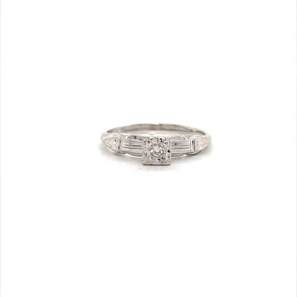 14K White Gold Estate Diamond Engaved Solitaire Engagement Ring Minor Jewelry Inc. Nashville, TN