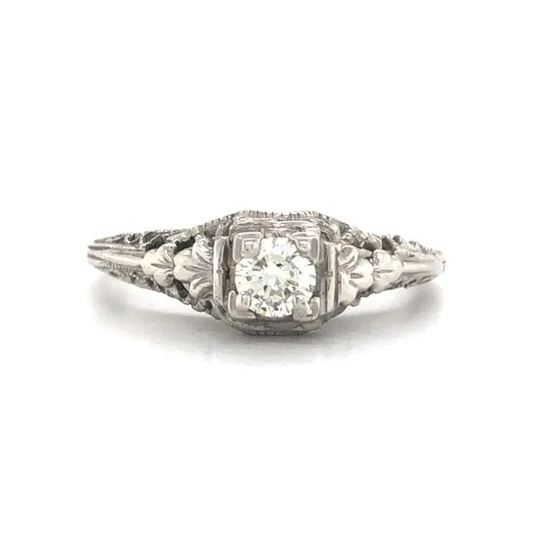14K White Gold Estate c. 1930s Diamond Engagement Ring
