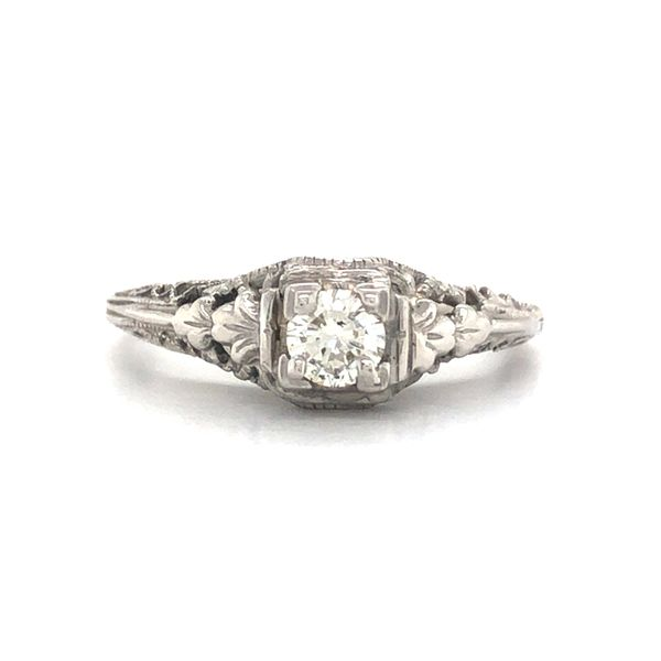 14K White Gold Estate c. 1930's Diamond Engagement Ring Minor Jewelry Inc. Nashville, TN