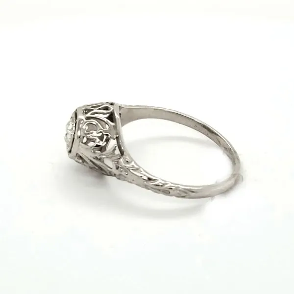 14K White Gold Estate Filigree Diamond Solitaire Engagement Ring Image 2 Minor Jewelry Inc. Nashville, TN