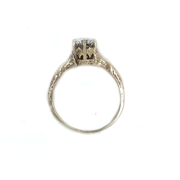 14K White Gold Estate 1930's Reproduction Engraved Diamond Solitaire Engagement Ring Image 2 Minor Jewelry Inc. Nashville, TN