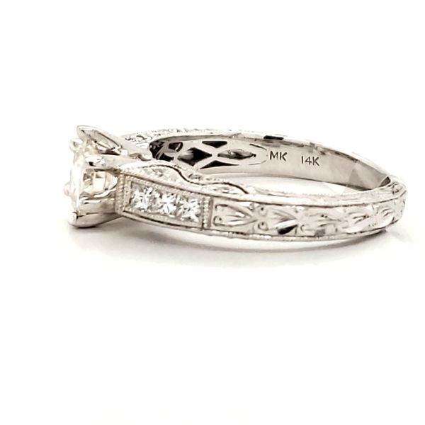 14K White Gold Estate Diamond and Milgrain Engagement Ring Image 2 Minor Jewelry Inc. Nashville, TN