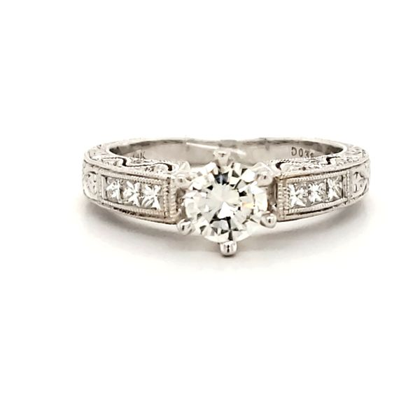 14K White Gold Estate Diamond and Milgrain Engagement Ring Minor Jewelry Inc. Nashville, TN