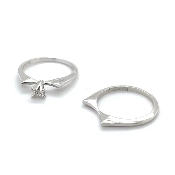 14K White Estate Diamond Engagement Ring and Wedding Band Set Image 3 Minor Jewelry Inc. Nashville, TN