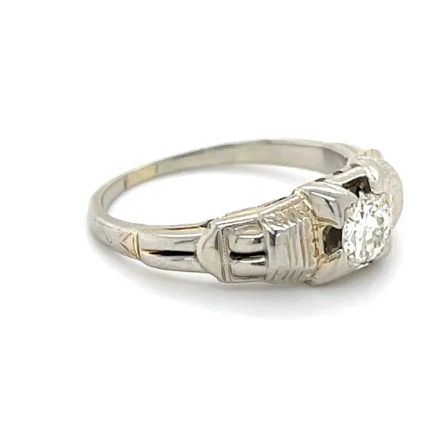 18K White Gold Estate Vintage Diamond Engagement Ring Image 2 Minor Jewelry Inc. Nashville, TN