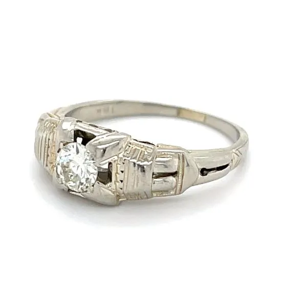 18K White Gold Estate Vintage Diamond Engagement Ring Image 3 Minor Jewelry Inc. Nashville, TN