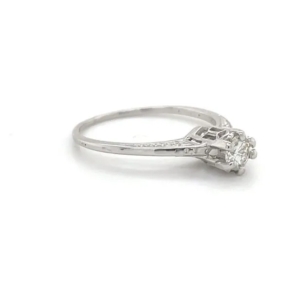 14K White Gold Estate Diamond Solitaire Engagement Ring Image 4 Minor Jewelry Inc. Nashville, TN