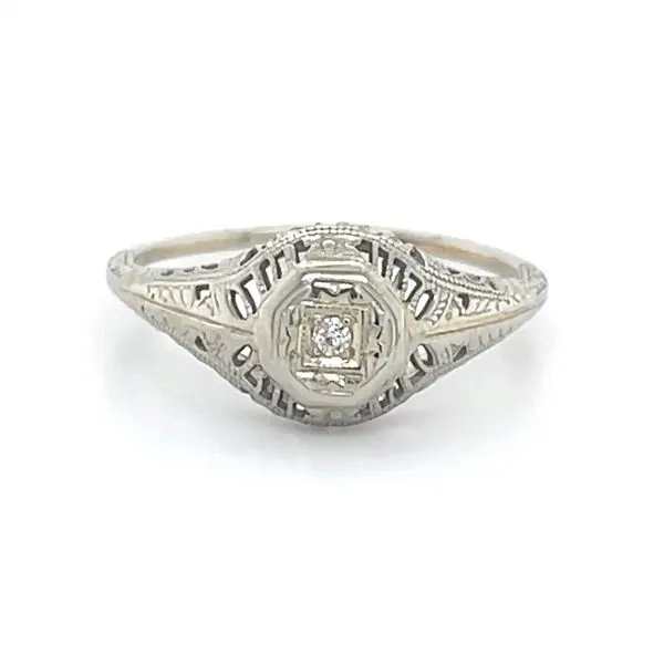 18K White Gold Estate Diamond Filigree Engagement Ring Minor Jewelry Inc. Nashville, TN