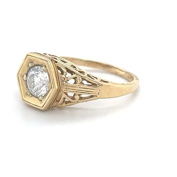 14K Yellow Gold Estate Filigree Diamond Solitaire Engagement Ring Image 2 Minor Jewelry Inc. Nashville, TN