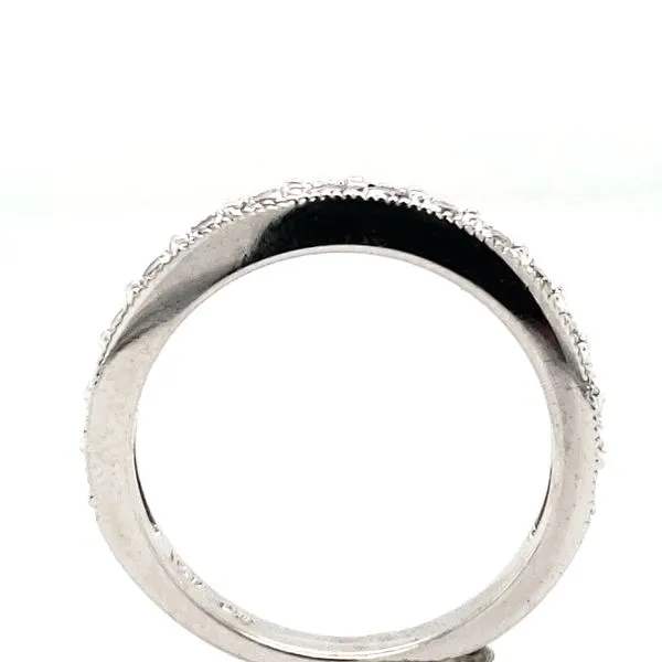 18K White Gold Estate Diamond Half Anniversary Milgrain Wedding Band Image 3 Minor Jewelry Inc. Nashville, TN