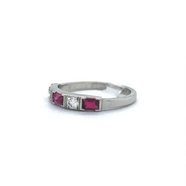 Platinum Estate Ruby and Diamond Band