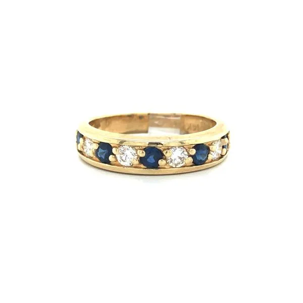 14K Yellow Gold Estate Sapphire and Diamond Band