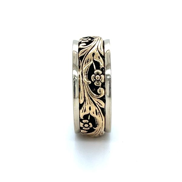 14K Yellow and White Gold 7.5mm Filigree Floral Wedding Band Image 2 Minor Jewelry Inc. Nashville, TN