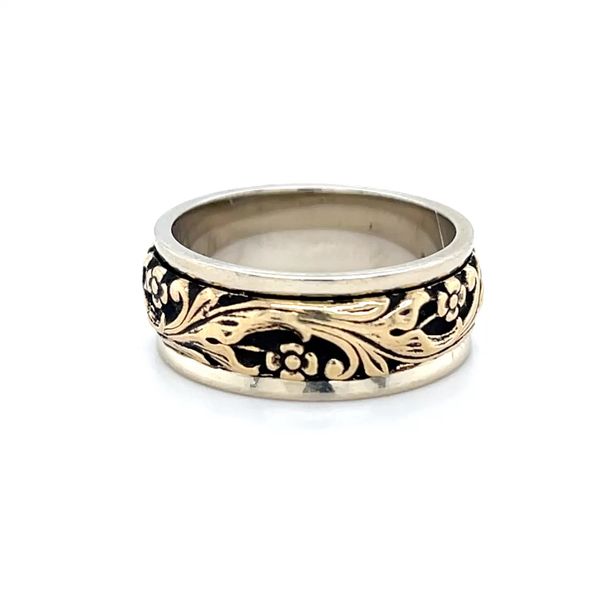 14K Yellow and White Gold 7.5mm Filigree Floral Wedding Band Minor Jewelry Inc. Nashville, TN