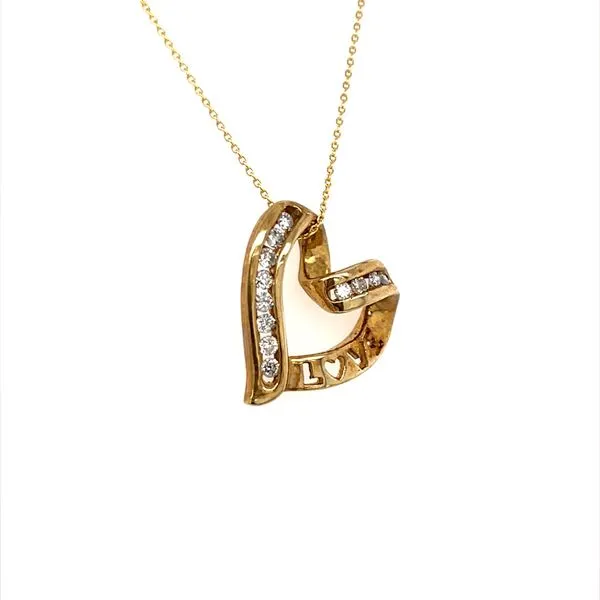 10K Yellow Gold Estate Diamond Heart Pendant Necklace Image 2 Minor Jewelry Inc. Nashville, TN
