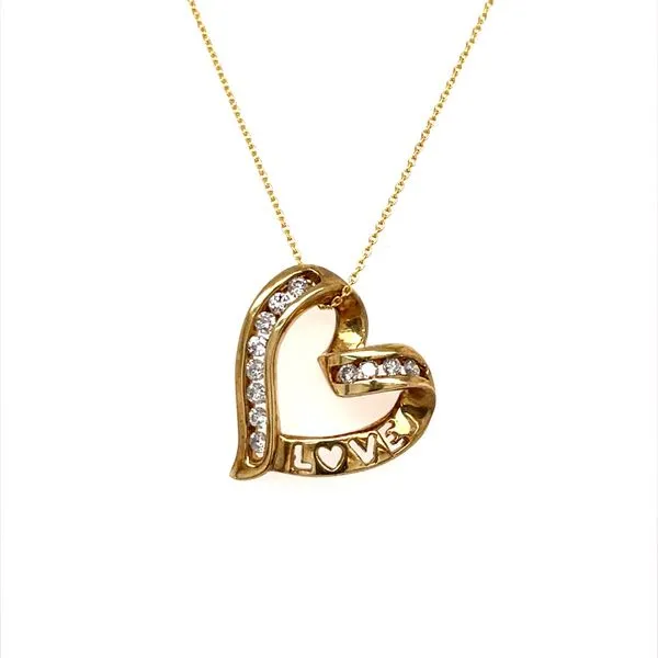 10K Yellow Gold Estate Diamond Heart Pendant Necklace similar item image