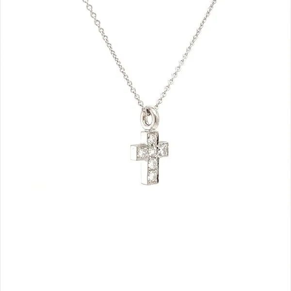 14K White Gold Estate Diamond Cross Pendant Necklace Image 2 Minor Jewelry Inc. Nashville, TN