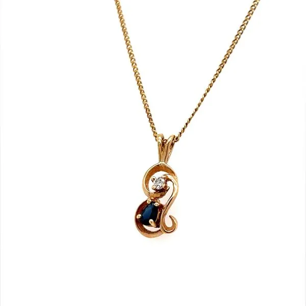 10K Yellow Gold Estate Sapphire and Diamond Pendant Necklace Image 2 Minor Jewelry Inc. Nashville, TN