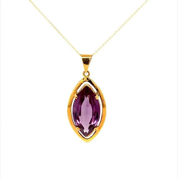 18K Yellow Gold Estate Sapphire Pendant Necklace similar item image